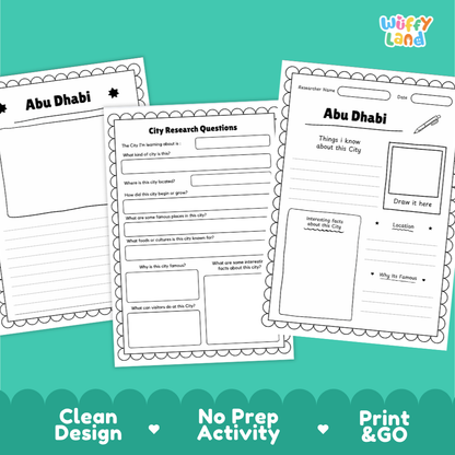Abu Dhabi City Research Worksheets and Fact Sheet