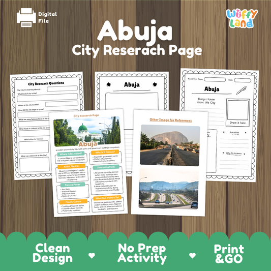 Abuja City Research Project Worksheets and Fact Page Activity