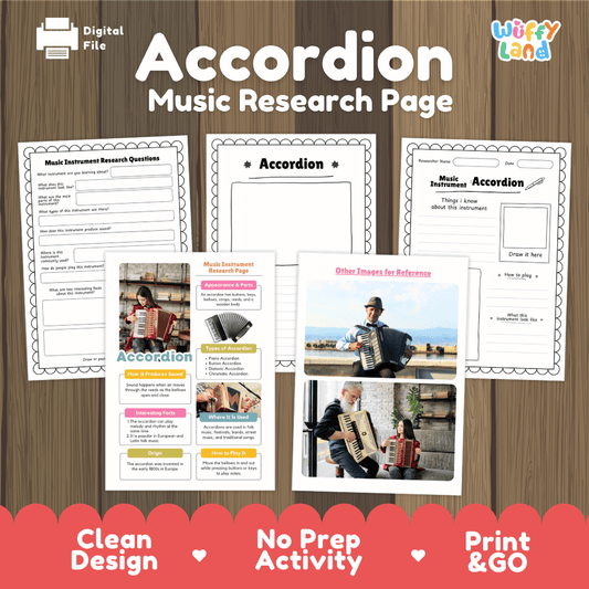 Accordion Music Research Page Worksheets