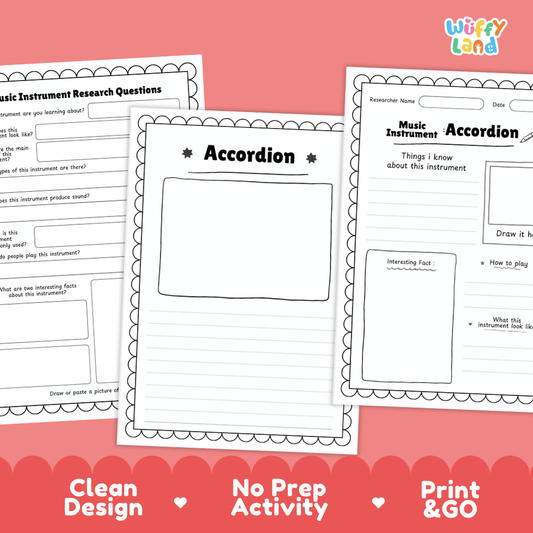 Accordion Music Research Page Worksheets