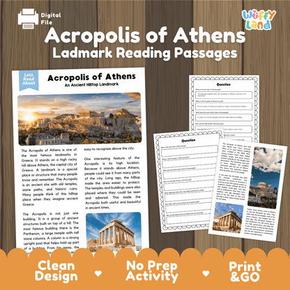 Acropolis of Athens Landmark Reading Passages and Comprehension Worksheets