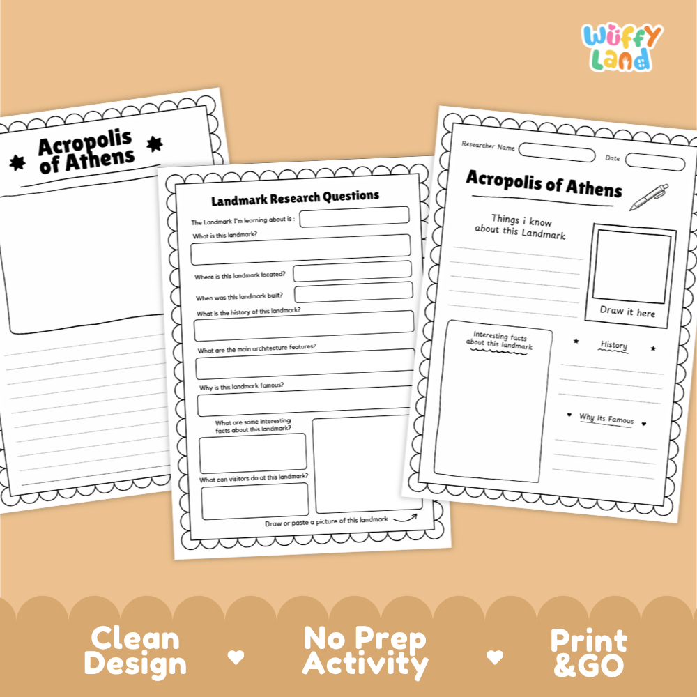 Acropolis of Athens Landmark Research Project | World Landmarks Worksheets & Fact Sheet