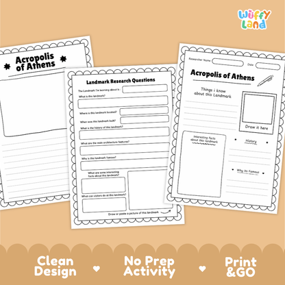 Acropolis of Athens Landmark Research Project | World Landmarks Worksheets & Fact Sheet