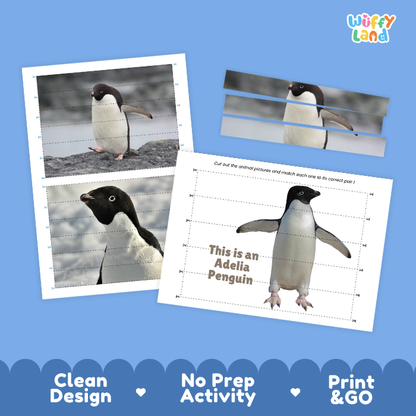 Adelia Penguin Cut and Match Activity Printables Worksheets