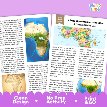 Teacher answer key page showing complete question solutions for Africa continent reading comprehension practice