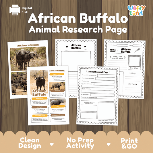 African Buffalo Animal Research Page Graphic Organizers and Worksheets