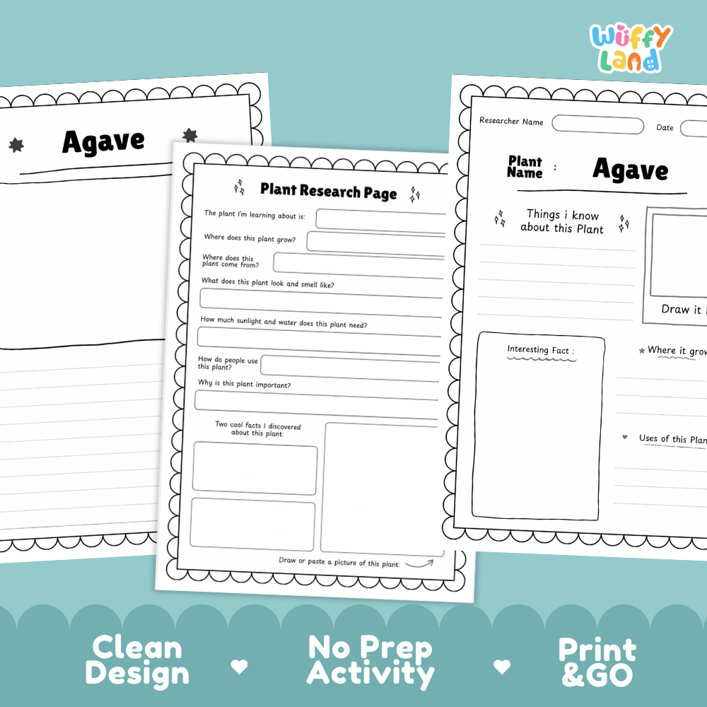 Agave Plant Research Page Worksheets and Information Poster