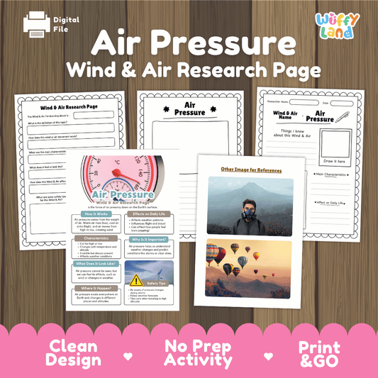Air Pressure Wind and Air Research Page Worksheets Weather Science Activity