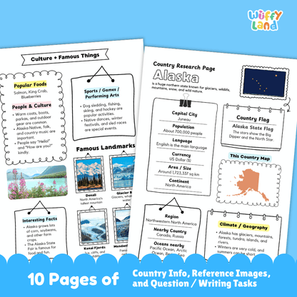 Alaska Country Research Project Worksheets and Activity Pages