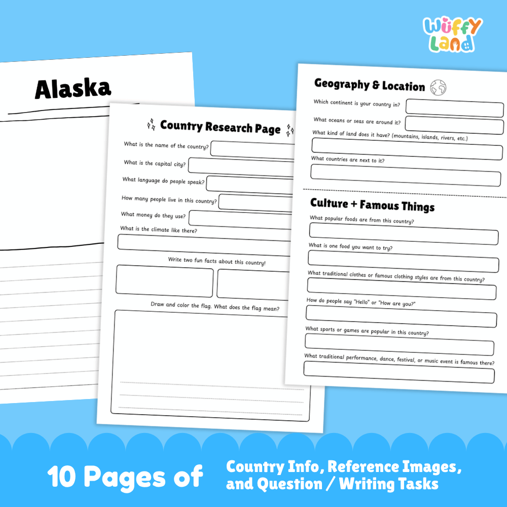 Alaska Country Research Project Worksheets and Activity Pages