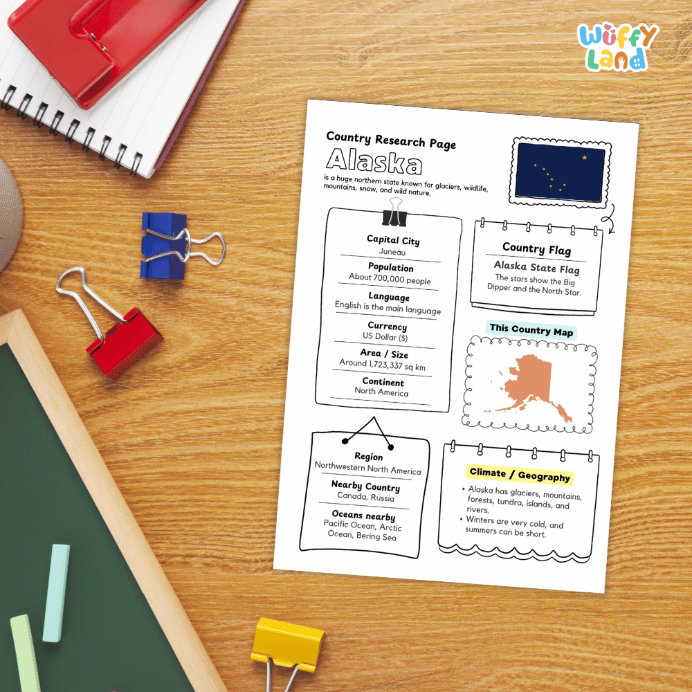 Alaska Country Research Project Worksheets and Activity Pages