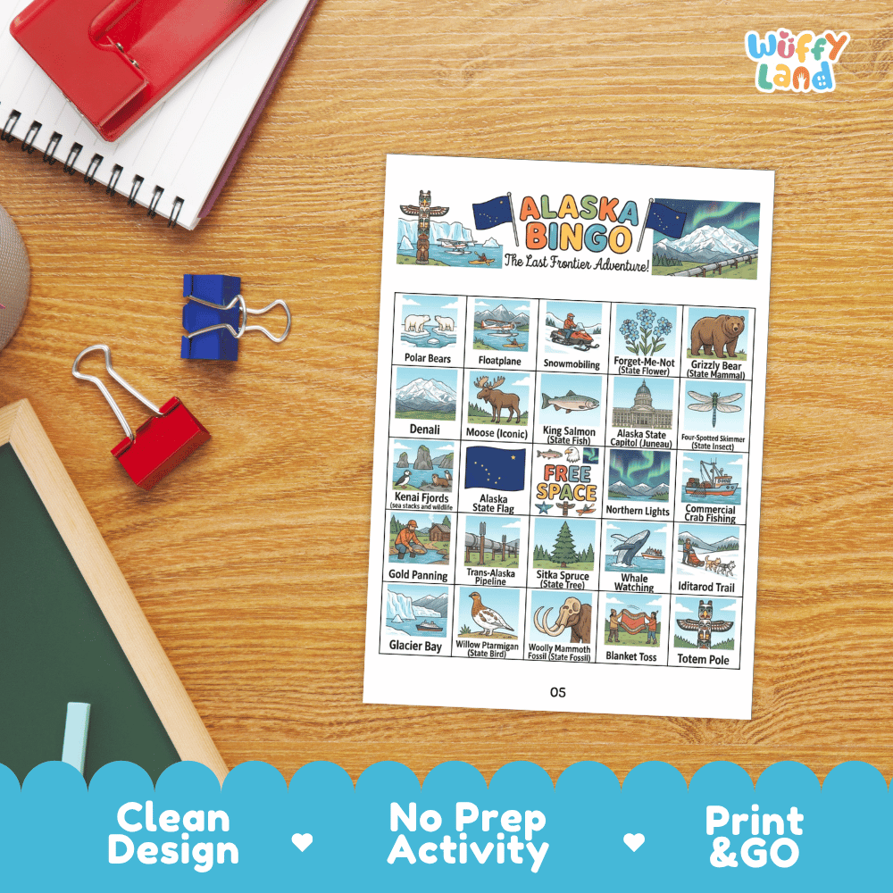 Alaska Geography BINGO Game The Last Frontier Activity Printable Boards