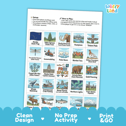 Alaska Geography BINGO Game The Last Frontier Activity Printable Boards