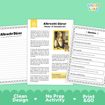 Albrecht Dürer Biography Reading Passage and Writing Activity Worksheets