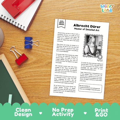 Albrecht Dürer Biography Reading Passage and Writing Activity Worksheets