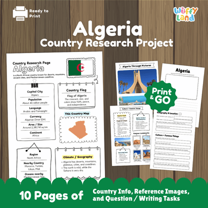 Algeria Country Research Project Worksheets and Activity Pages