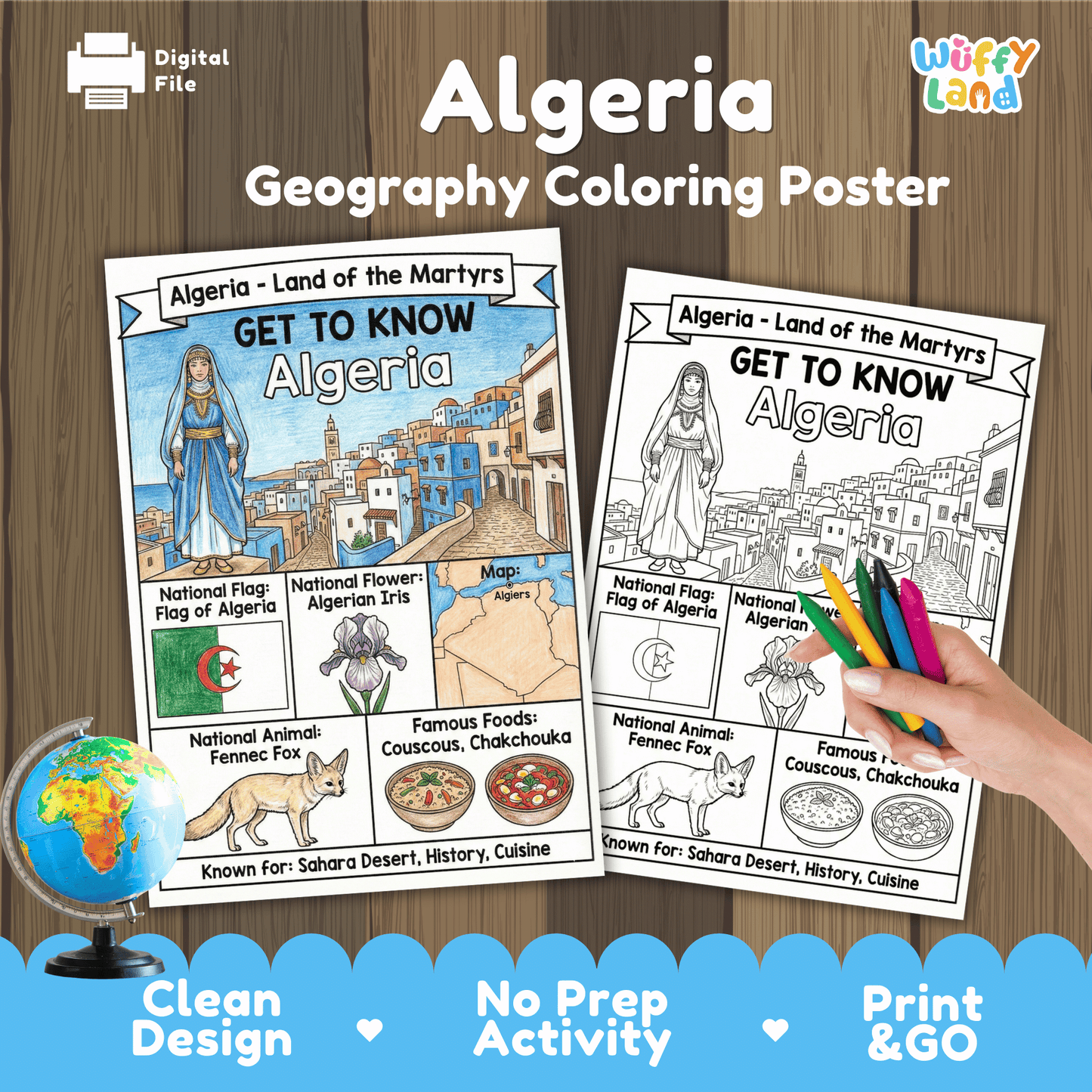 Algeria Country Study Geography Coloring Page Worksheet Activity | Africa
