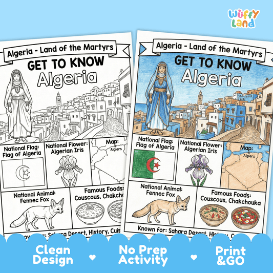 Algeria Country Study Geography Coloring Page Worksheet Activity | Africa