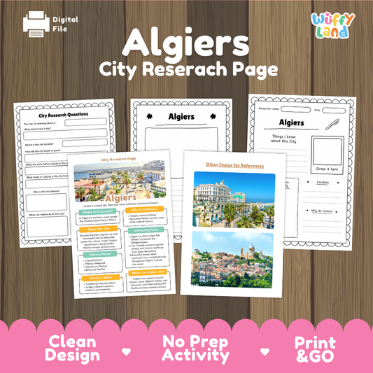 Algiers City Research Project Worksheets and Fact Page Activity
