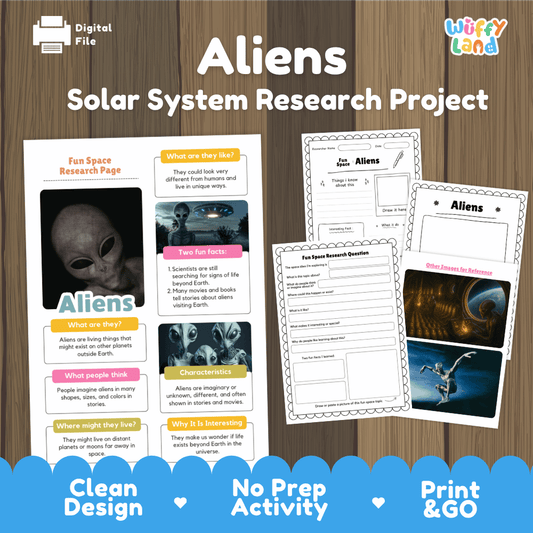 Aliens Solar System Research Project Worksheets and Fact Sheet