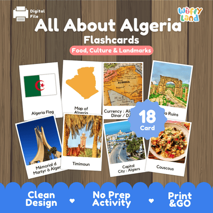 All About Algeria Flashcards Food, Culture and Landmarks Print and Go Worksheets
