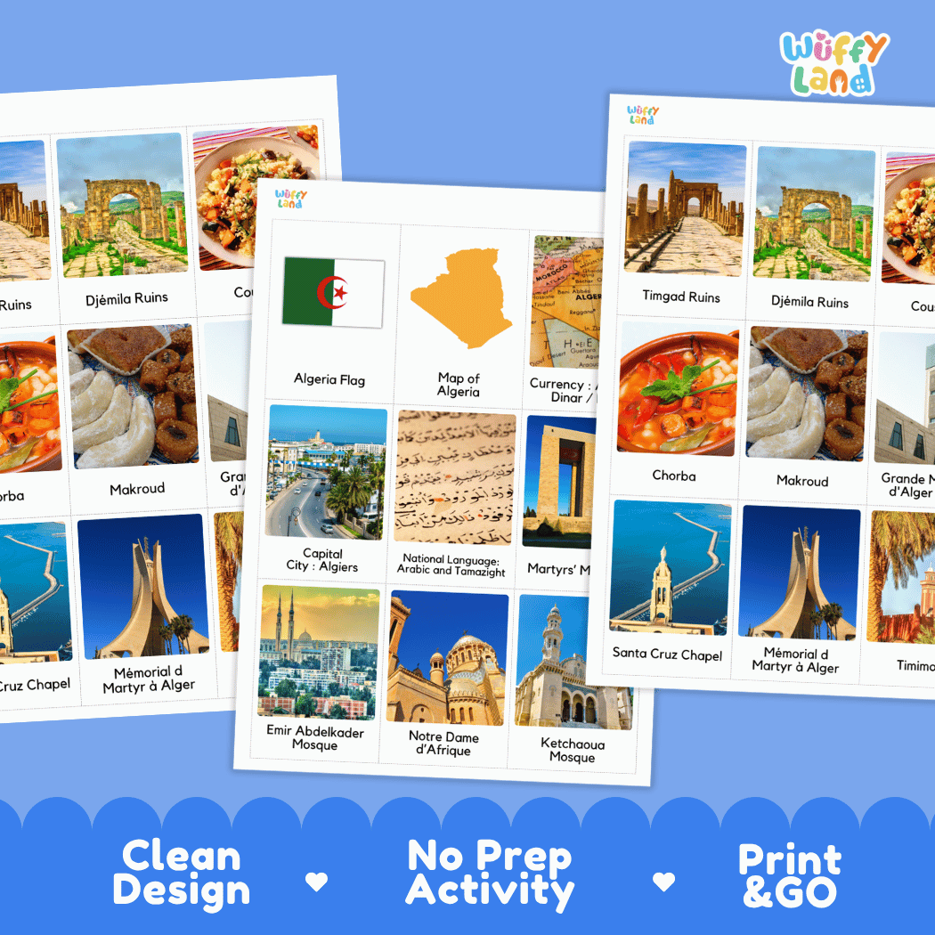 All About Algeria Flashcards Food, Culture and Landmarks Print and Go Worksheets