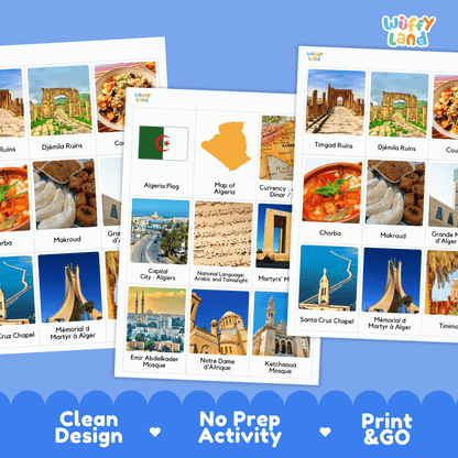 All About Algeria Flashcards Food, Culture and Landmarks Print and Go Worksheets