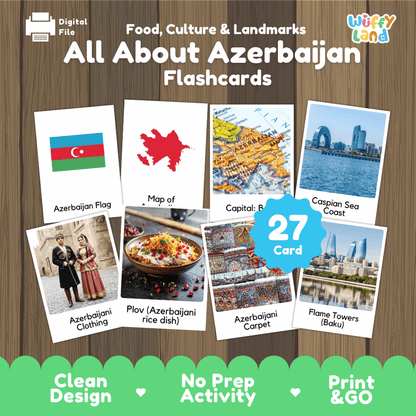 All About Azerbaijan Flashcards | Food, Culture, and Landmarks Geography Activity