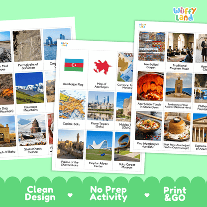 All About Azerbaijan Flashcards | Food, Culture, and Landmarks Geography Activity