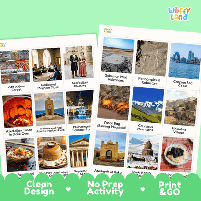 All About Azerbaijan Flashcards | Food, Culture, and Landmarks Geography Activity