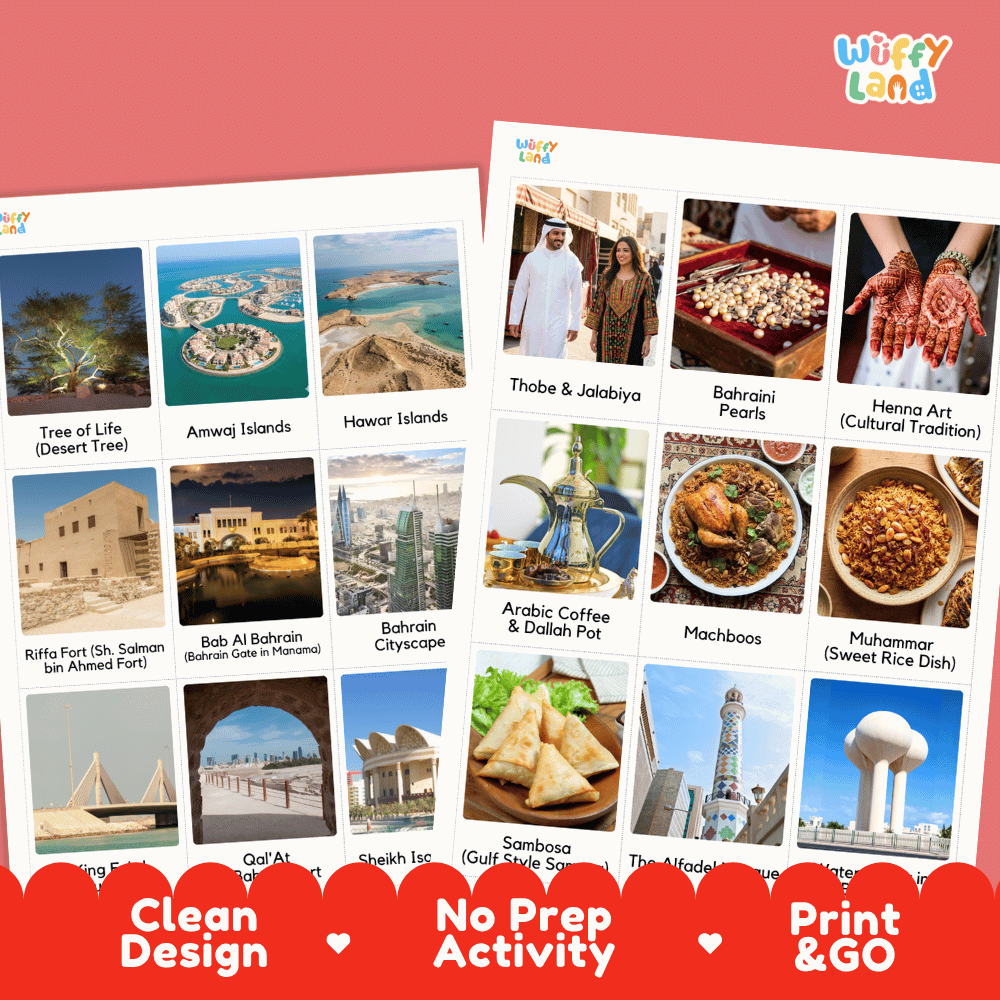 All About Bahrain Flashcards | Food, Culture, and Landmarks Geography Activity