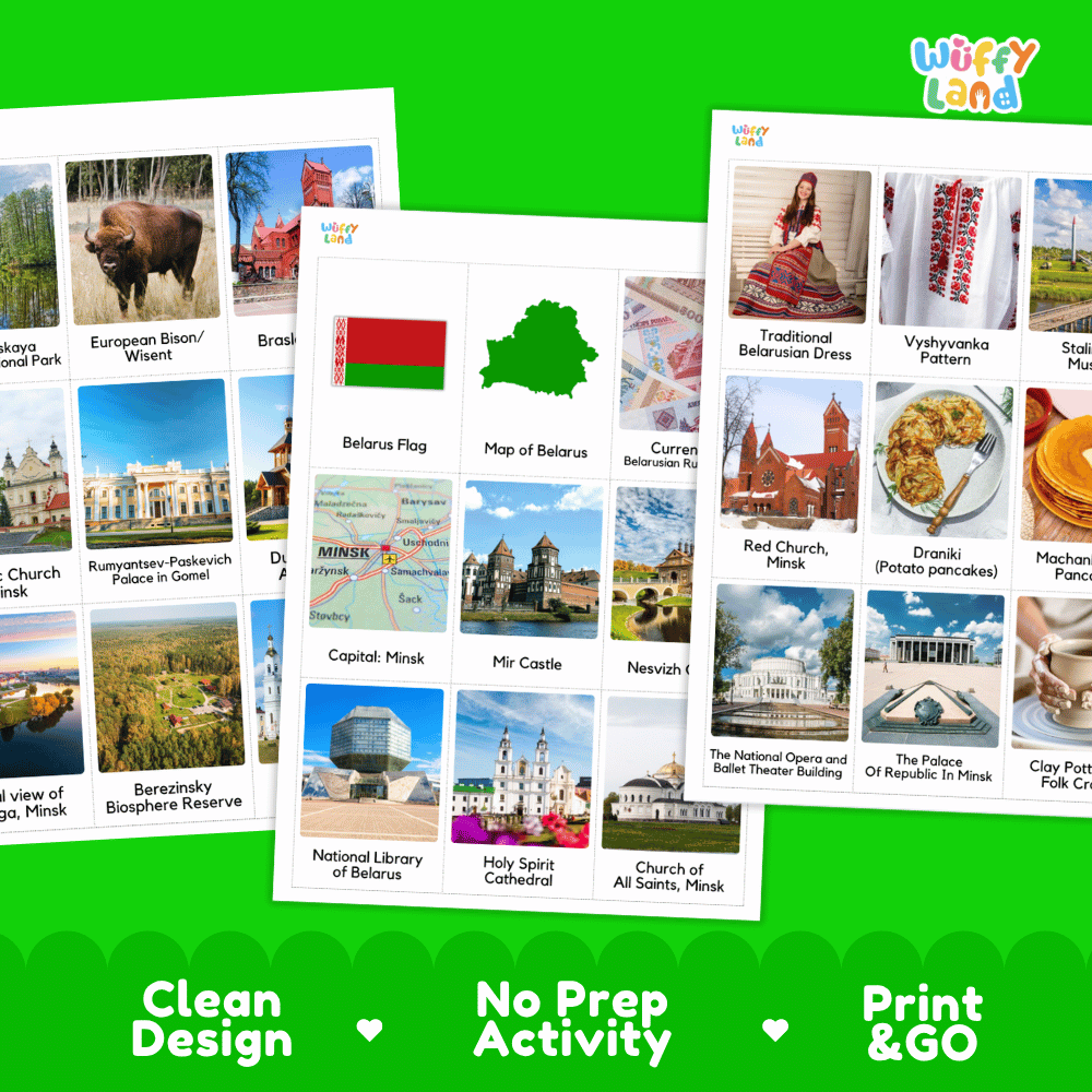 All About Belarus Flashcards Food Culture and Landmarks Printable Cards