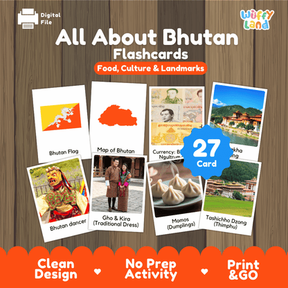 All About Bhutan Flashcards Food Culture and Landmarks Printable