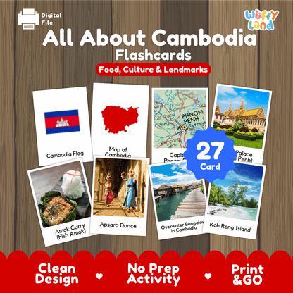 All About Cambodia Flashcards Food Culture and Landmarks Printable