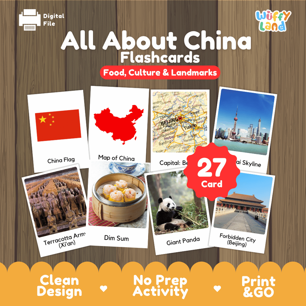 All About China Flashcards Food Culture and Landmarks Printable Cards