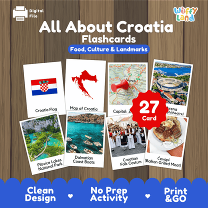 All About Croatia Flashcards Food Culture and Landmarks Printable