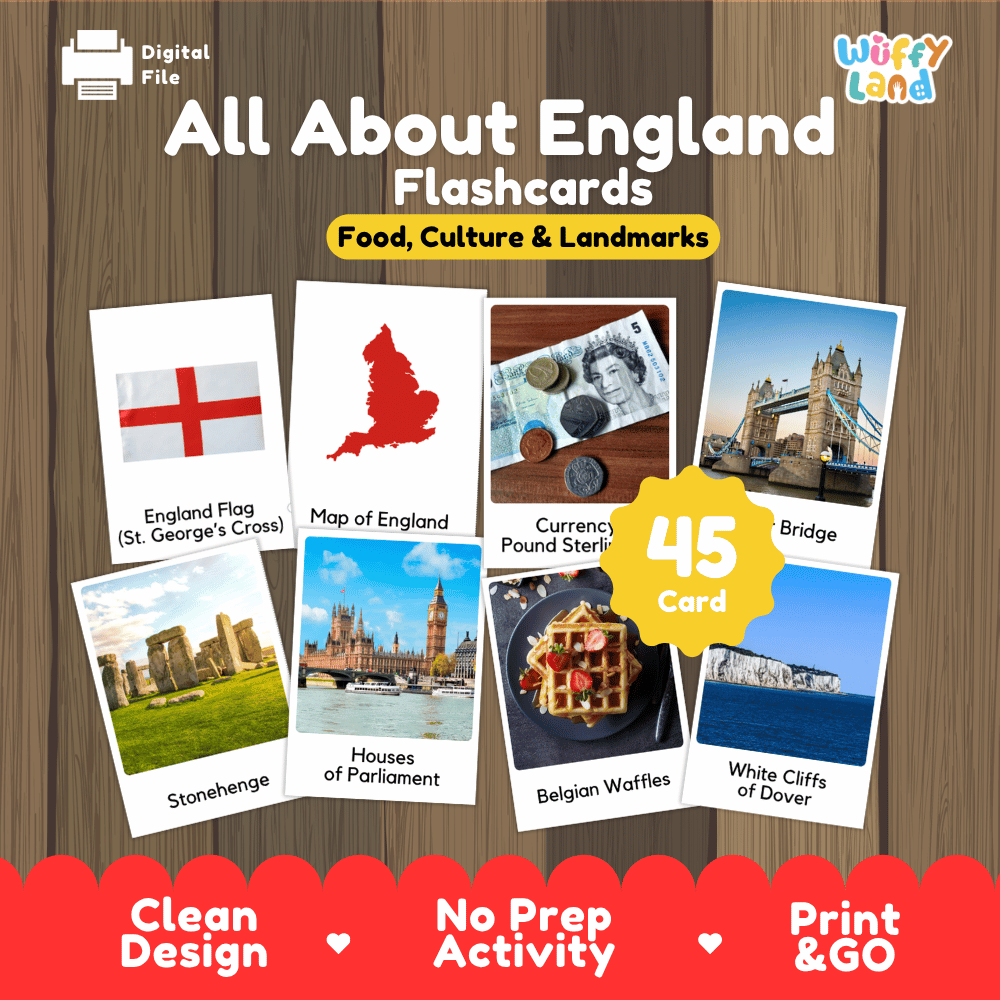 All About England Flashcards Food Culture and Landmarks Printable Cards