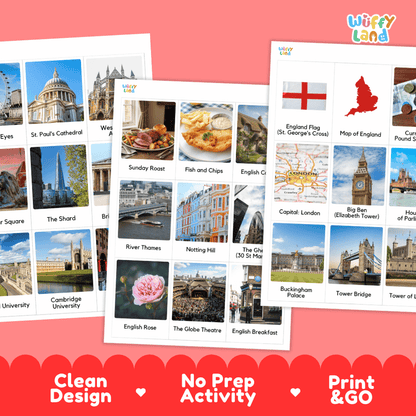 All About England Flashcards Food Culture and Landmarks Printable Cards
