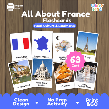 All About France Flashcards Food Culture and Landmarks Printable Cards
