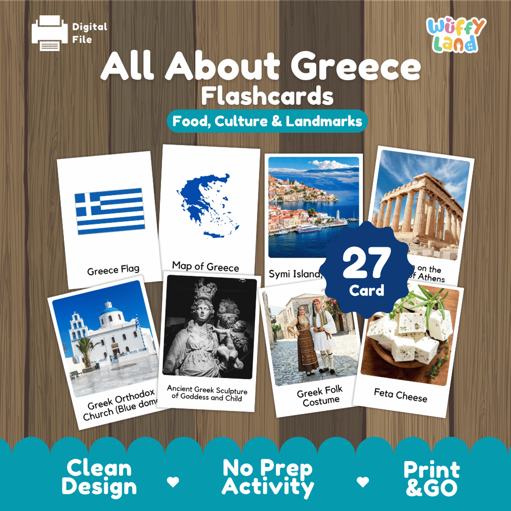 All About Greece Flashcards Food Culture and Landmarks Printable