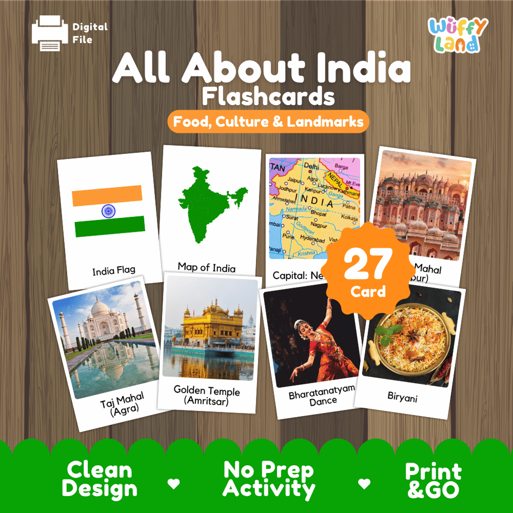 All About India Flashcards Food Culture and Landmarks Printable