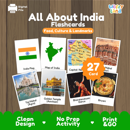All About India Flashcards Food Culture and Landmarks Printable