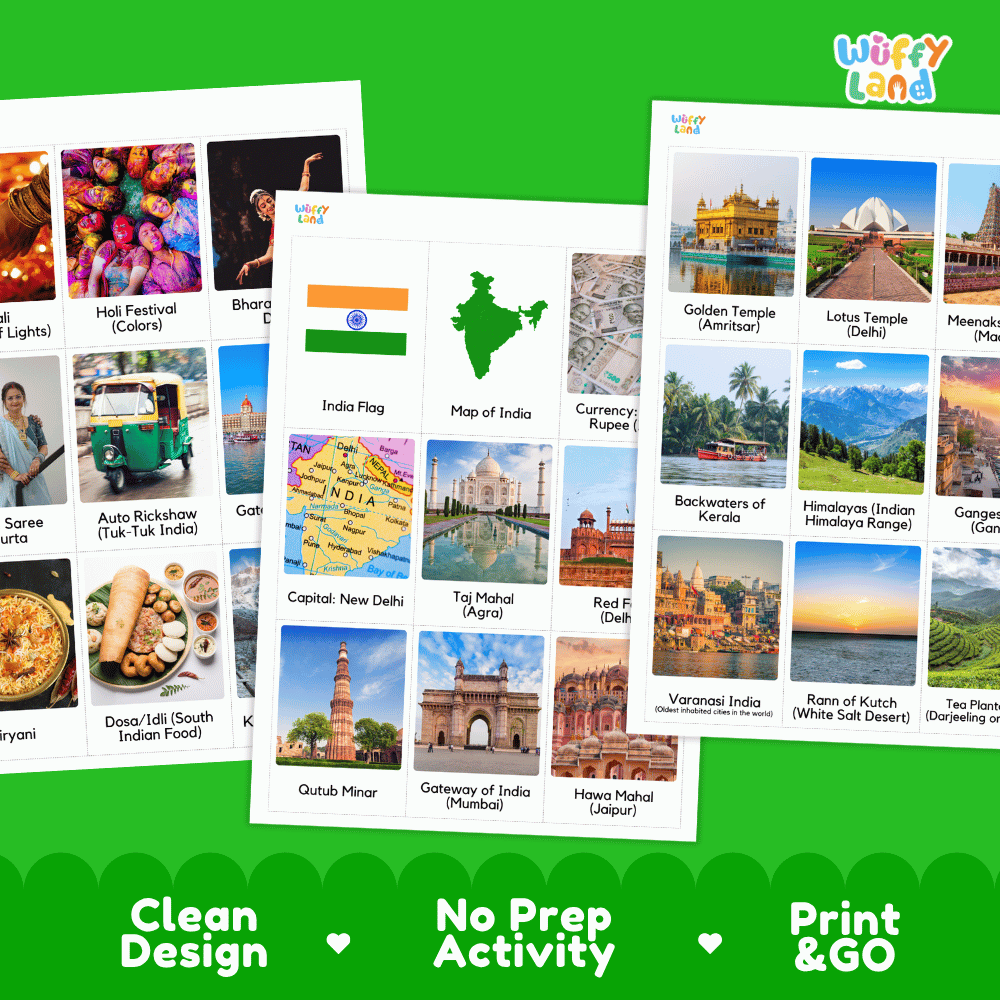All About India Flashcards Food Culture and Landmarks Printable