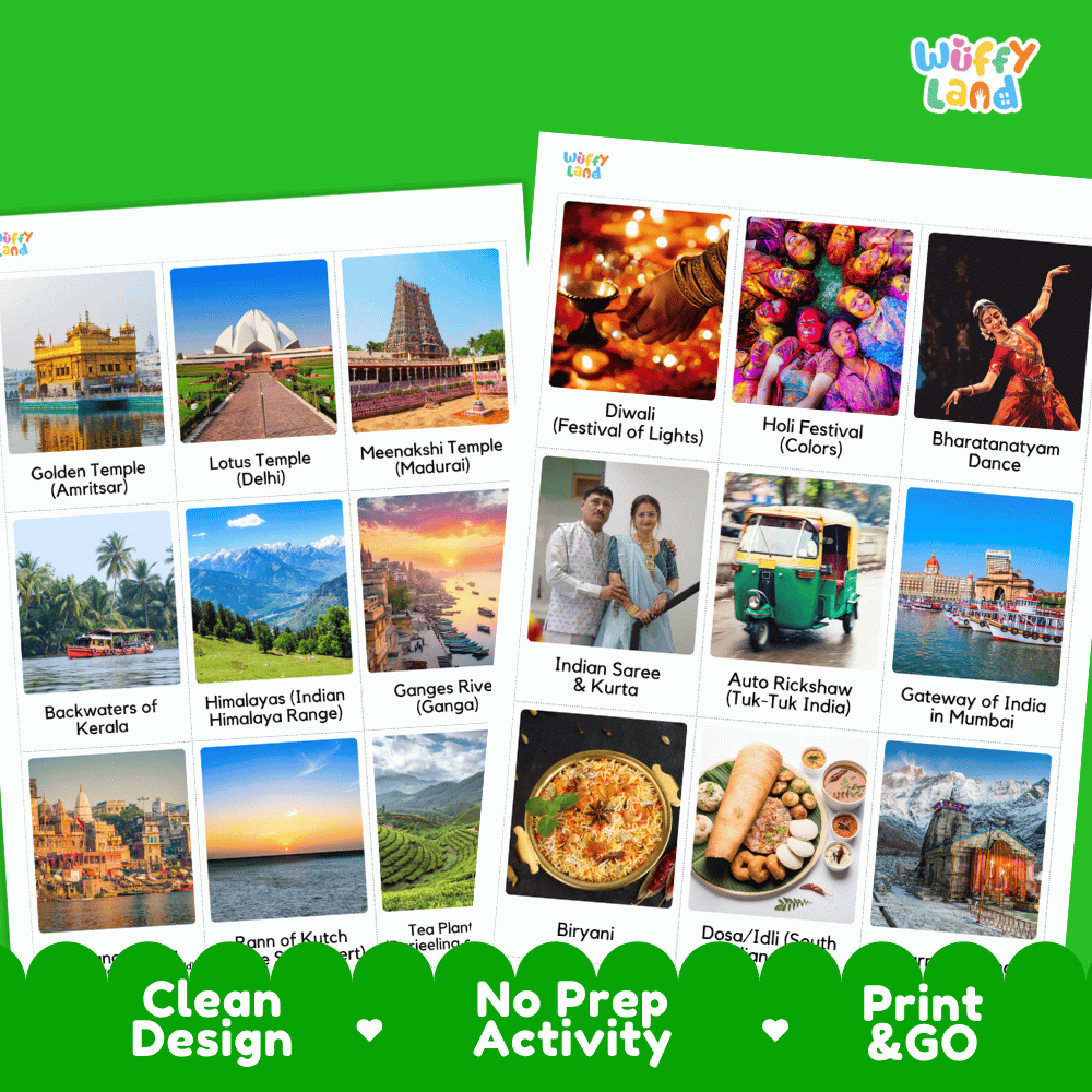 All About India Flashcards Food Culture and Landmarks Printable