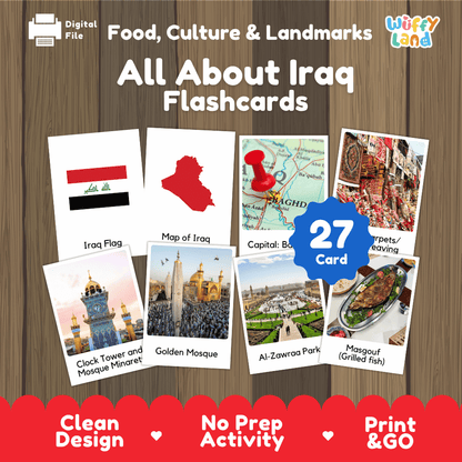 All About Iraq Flashcards | Food, Culture, and Landmarks Geography Activity
