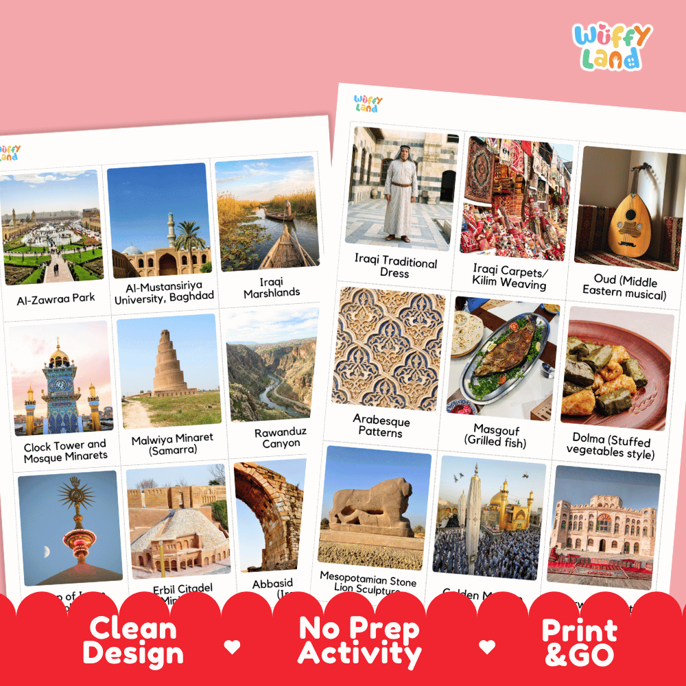All About Iraq Flashcards | Food, Culture, and Landmarks Geography Activity