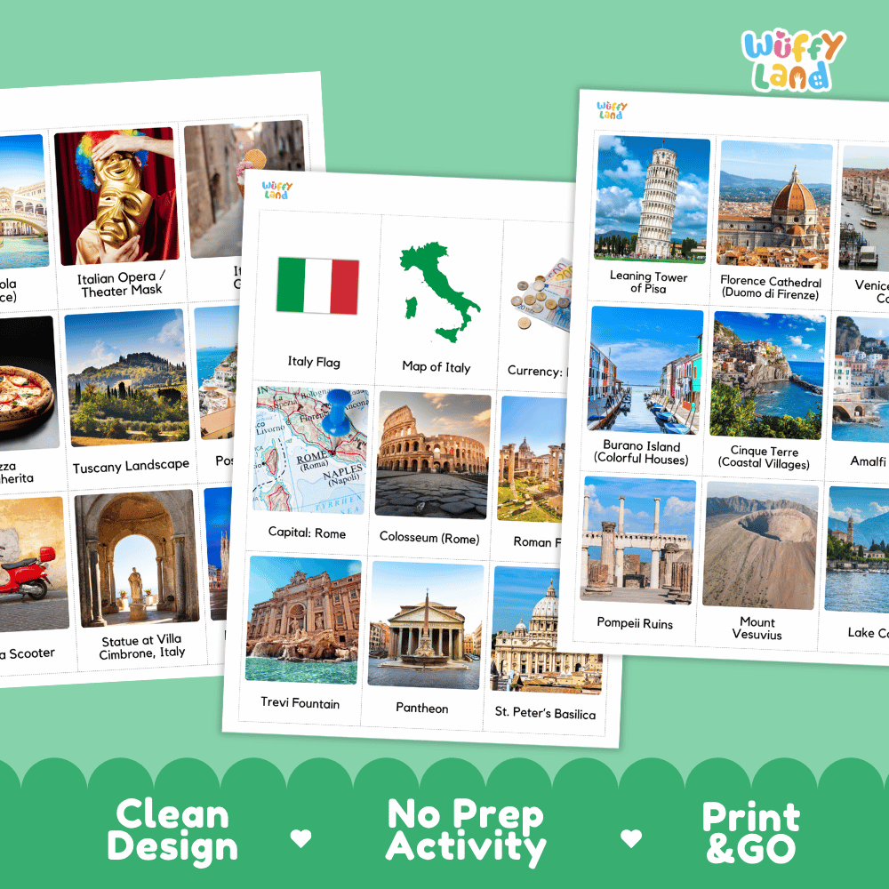 All About Italy Flashcards Food Culture and Landmarks Printable