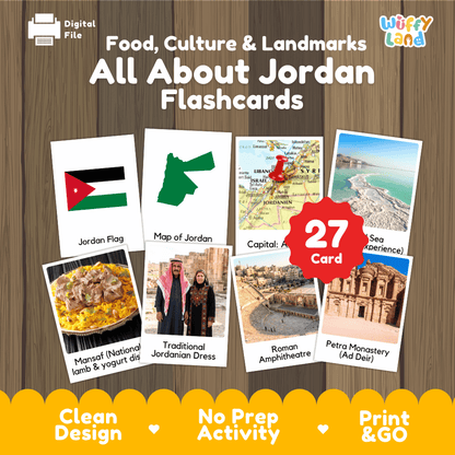 All About Jordan Flashcards | Food, Culture, and Landmarks Geography Activity