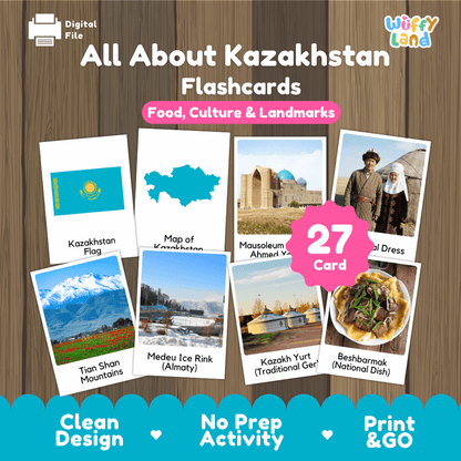 All About Kazakhstan Flashcards Food Culture and Landmarks Printable