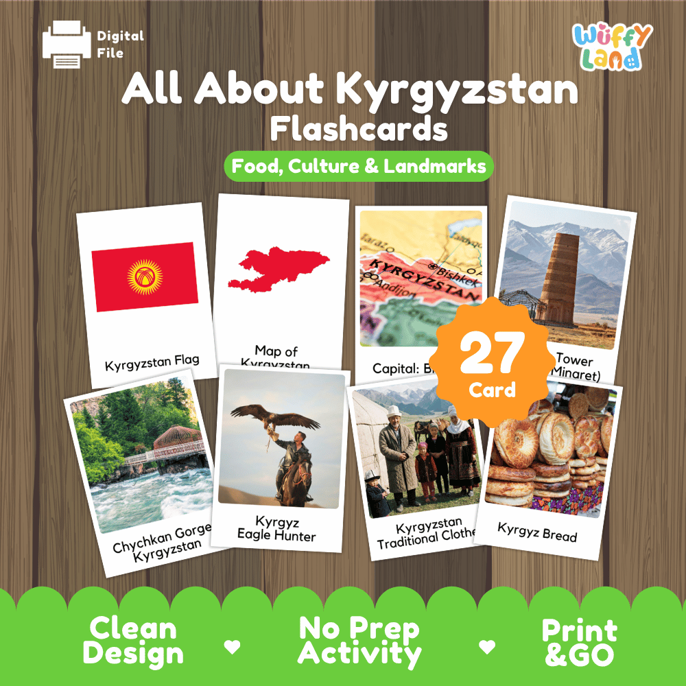 All About Kyrgyzstan Flashcards | Food, Culture, and Landmarks Geography Activity